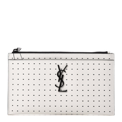 Saint Laurent Calfskin Square Dot Zip Bill Pouch White 1 of 8