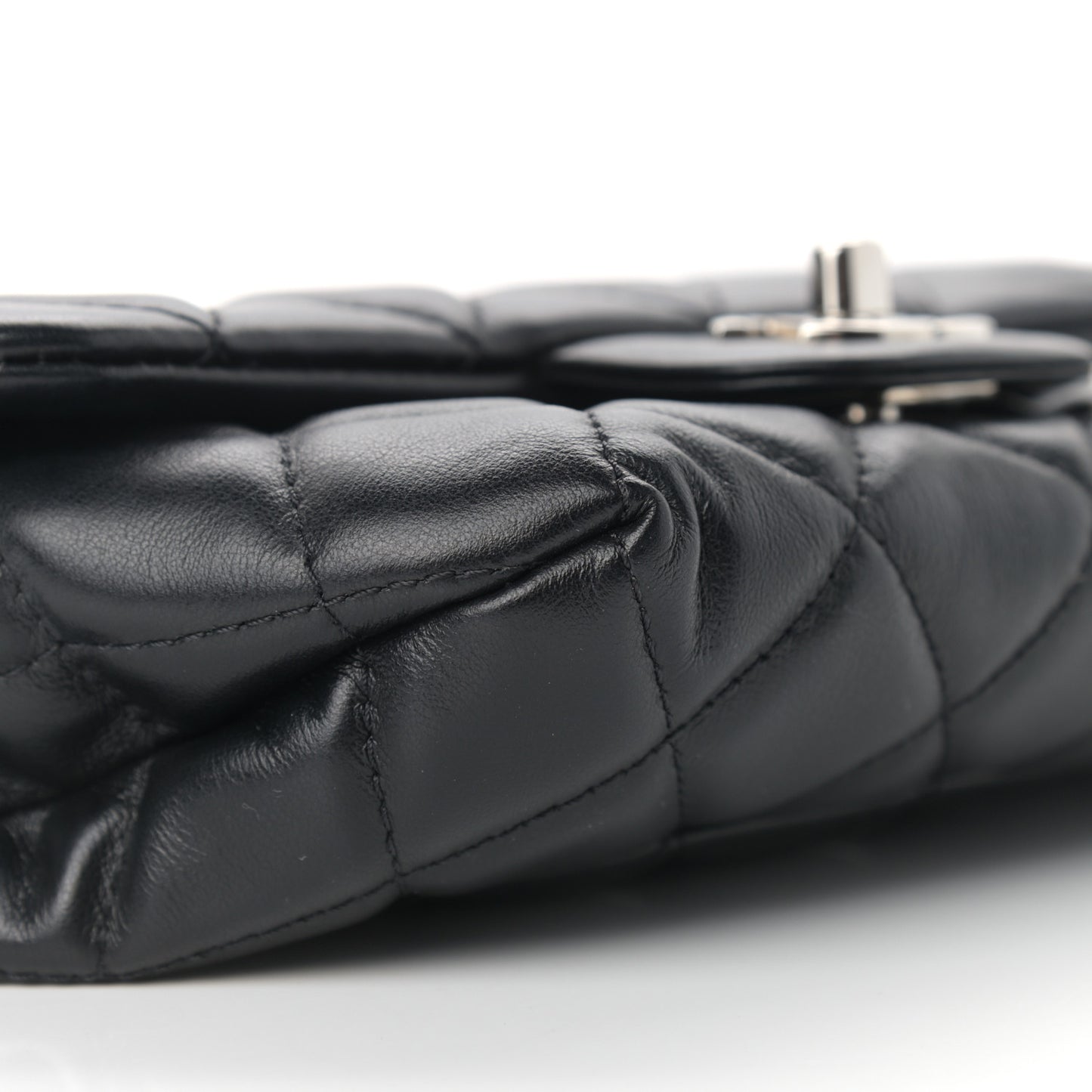 Calfskin Quilted CC Uniform Flap Belt Bag Black