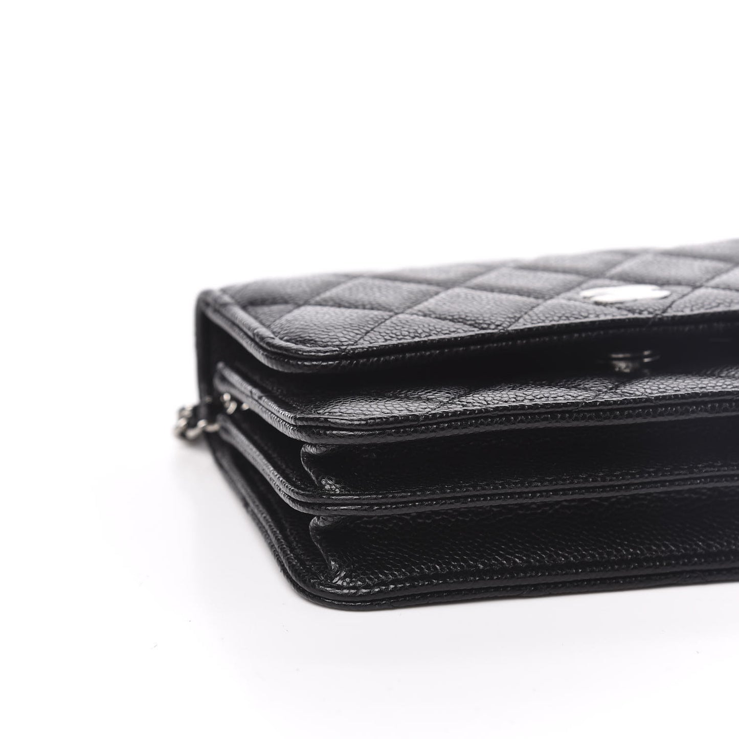 Caviar Quilted Mini Wallet On Chain WOC Black