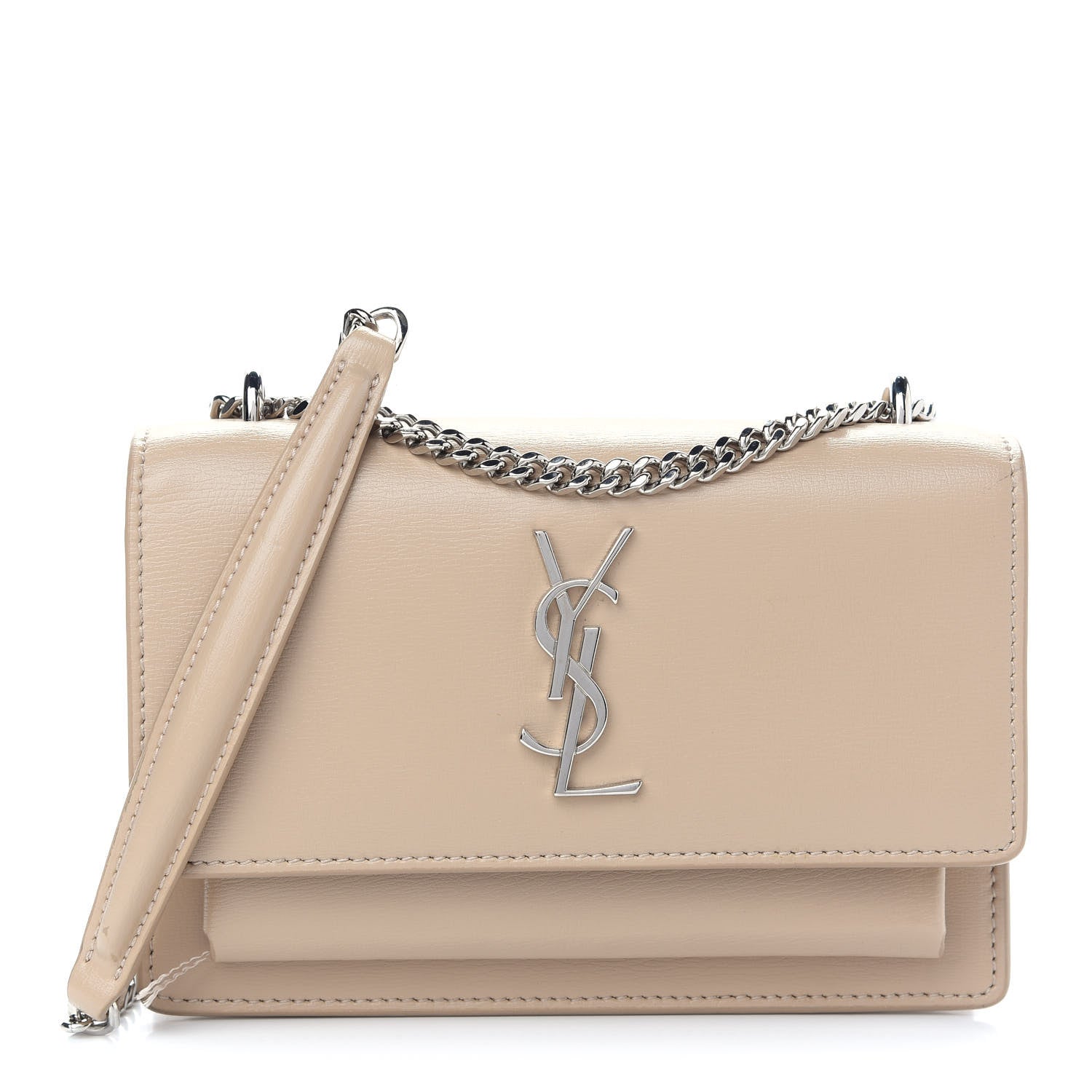 Saint Laurent Calfskin Monogram Sunset Chain Wallet Nude Powder 1 of 9