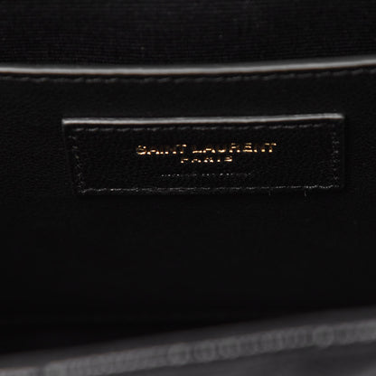 Saint Laurent Grain De Poudre Matelasse Chevron Medium Monogram Satchel Black 6 of 8