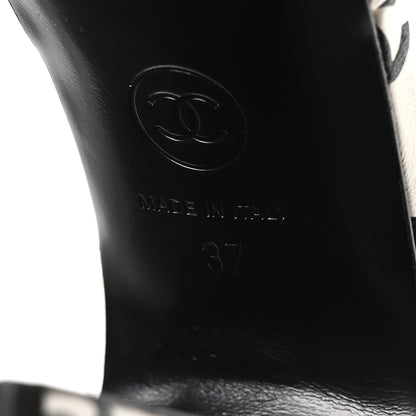 Chanel Printed Lambskin CC Platform Sandals 37 White Black 7 of 9