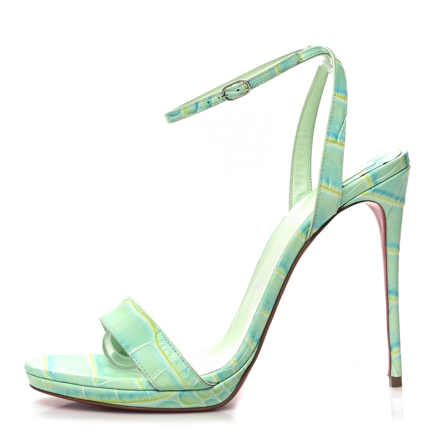 Calfskin Crocodile Embossed Loubi Queen 120 Pumps 40.5 Studio Green