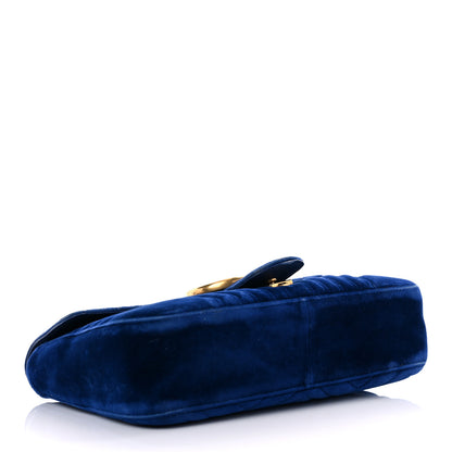 Gucci Velvet Matelasse Medium GG Marmont Shoulder Bag Cobalt Blue 4 of 26