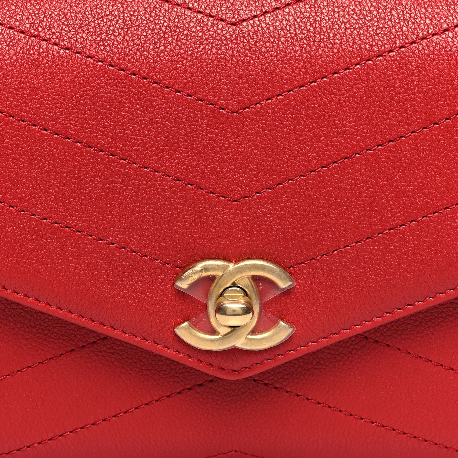 Chanel Calfskin Chevron Stitched Coco Waist Bag Red 8 of 11