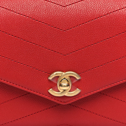 Chanel Calfskin Chevron Stitched Coco Waist Bag Red 8 of 11