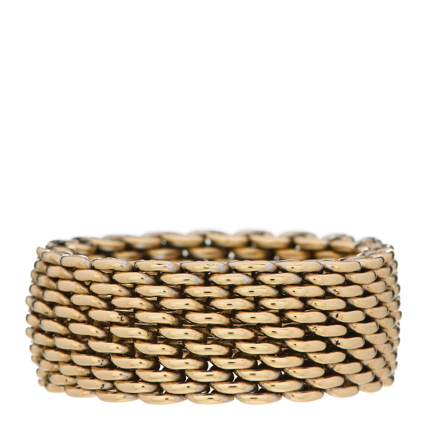 Tiffany 18K Yellow Gold Wide Somerset Mesh Ring 61 9.5 1 of 5