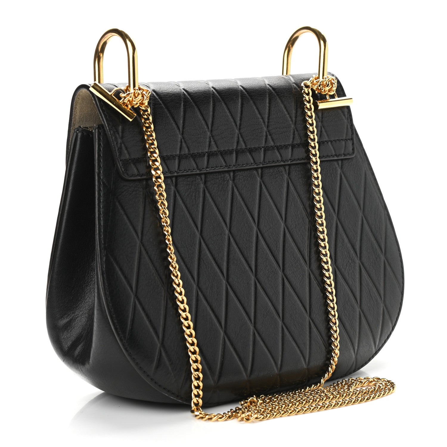 Chloe Calfskin Diamond Embossed Drew Shoulder Bag Black 3 of 10