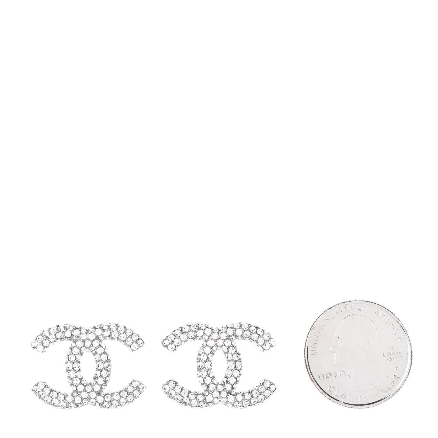 Chanel Crystal CC Earrings Silver 2 of 4