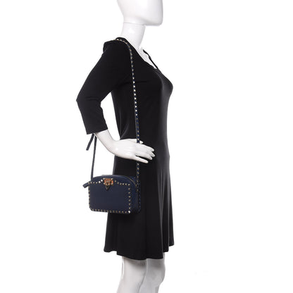 Valentino Garavani Calfskin Rockstud Flip Lock Camera Crossbody Bag Marine 2 of 9