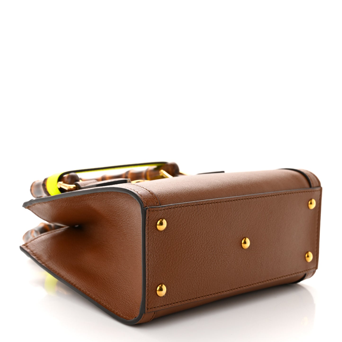 Wonka Grain Calfskin Mini Diana Tote Bag Cuir Yellow Fluo