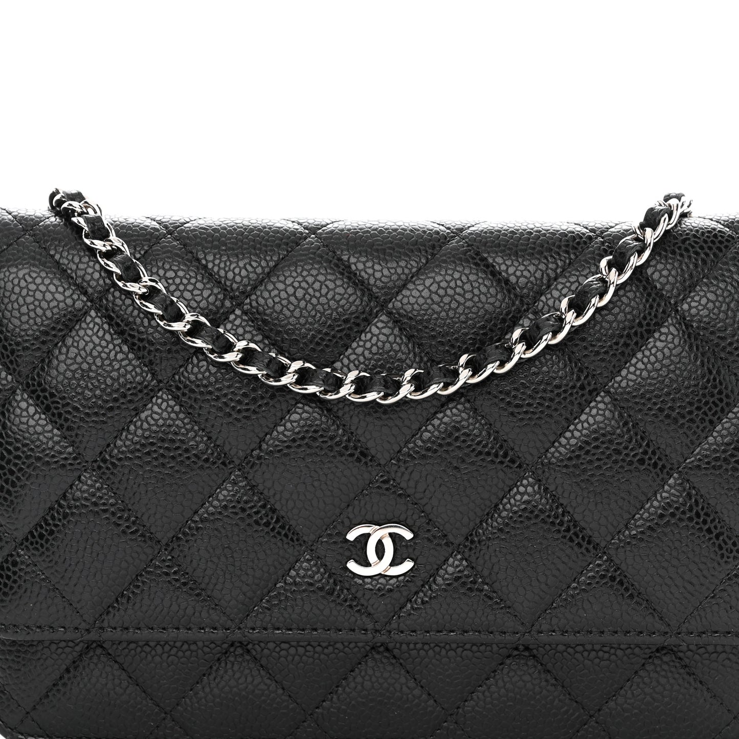 Caviar Quilted Wallet On Chain WOC Black