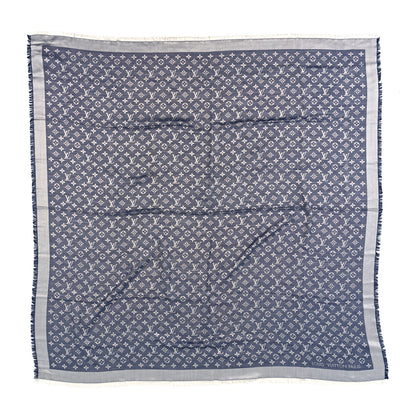 Louis Vuitton Silk Wool Monogram Denim Shawl Blue 1 of 4