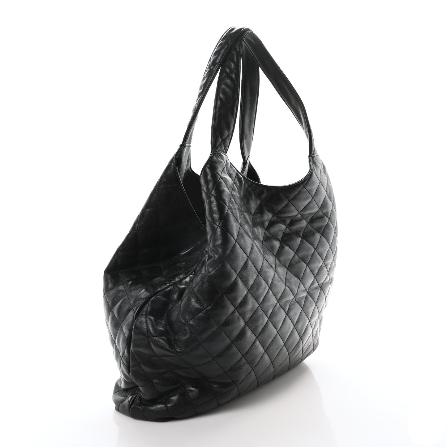 Lambskin Quilted Maxi Icare Shopping Tote Black
