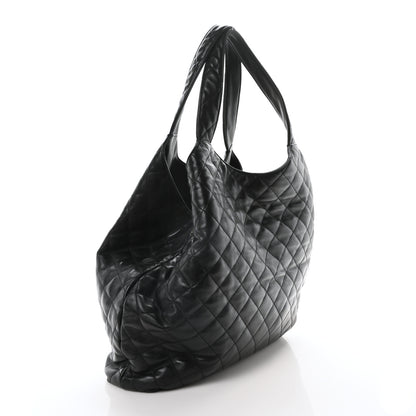 Saint Laurent Lambskin Quilted Maxi Icare Shopping Tote Black 4 of 10