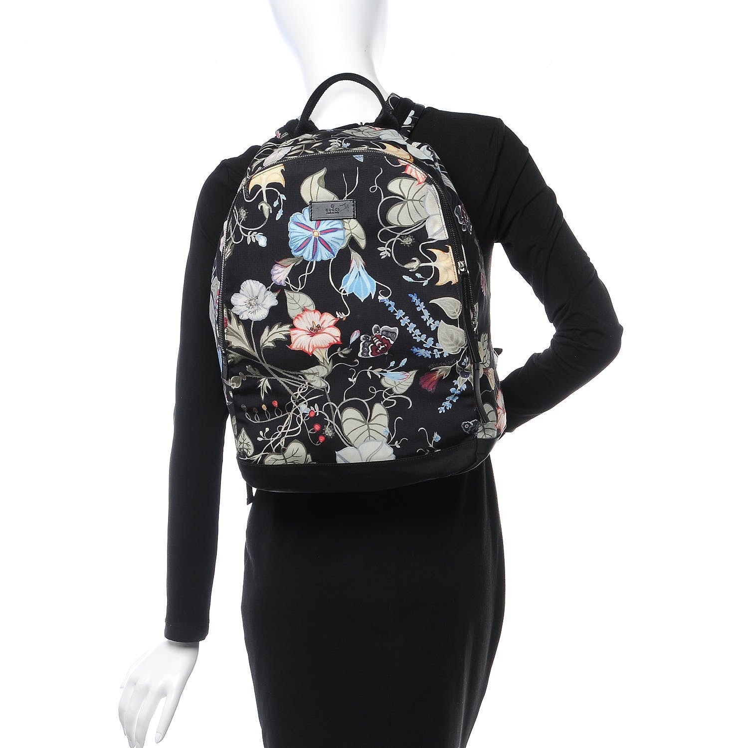 Gucci Canvas D-Active Flora Floral Knight Backpack Black 2 of 9