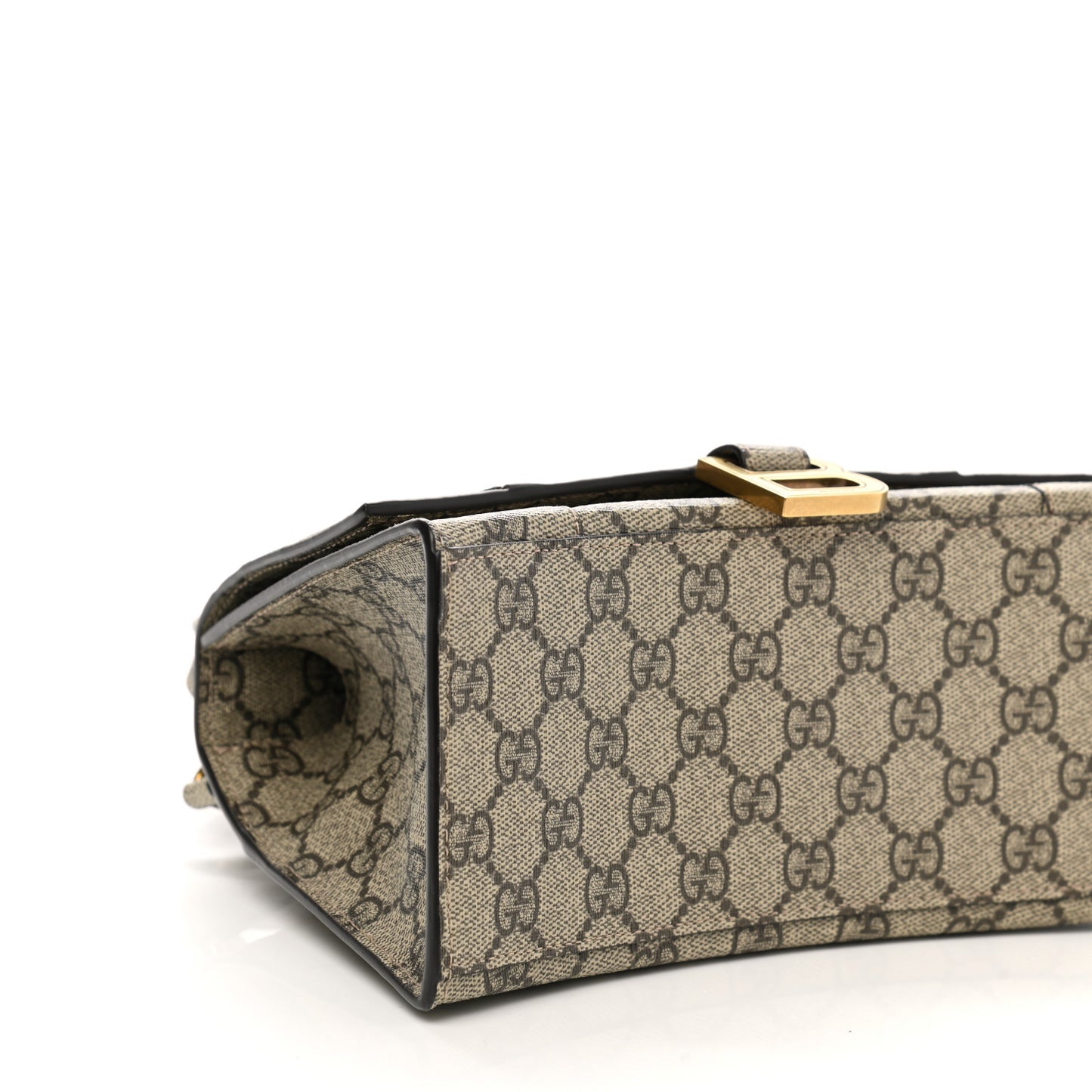 X GUCCI GG Supreme Monogram Small Hourglass Top Handle Bag Beige Ebony