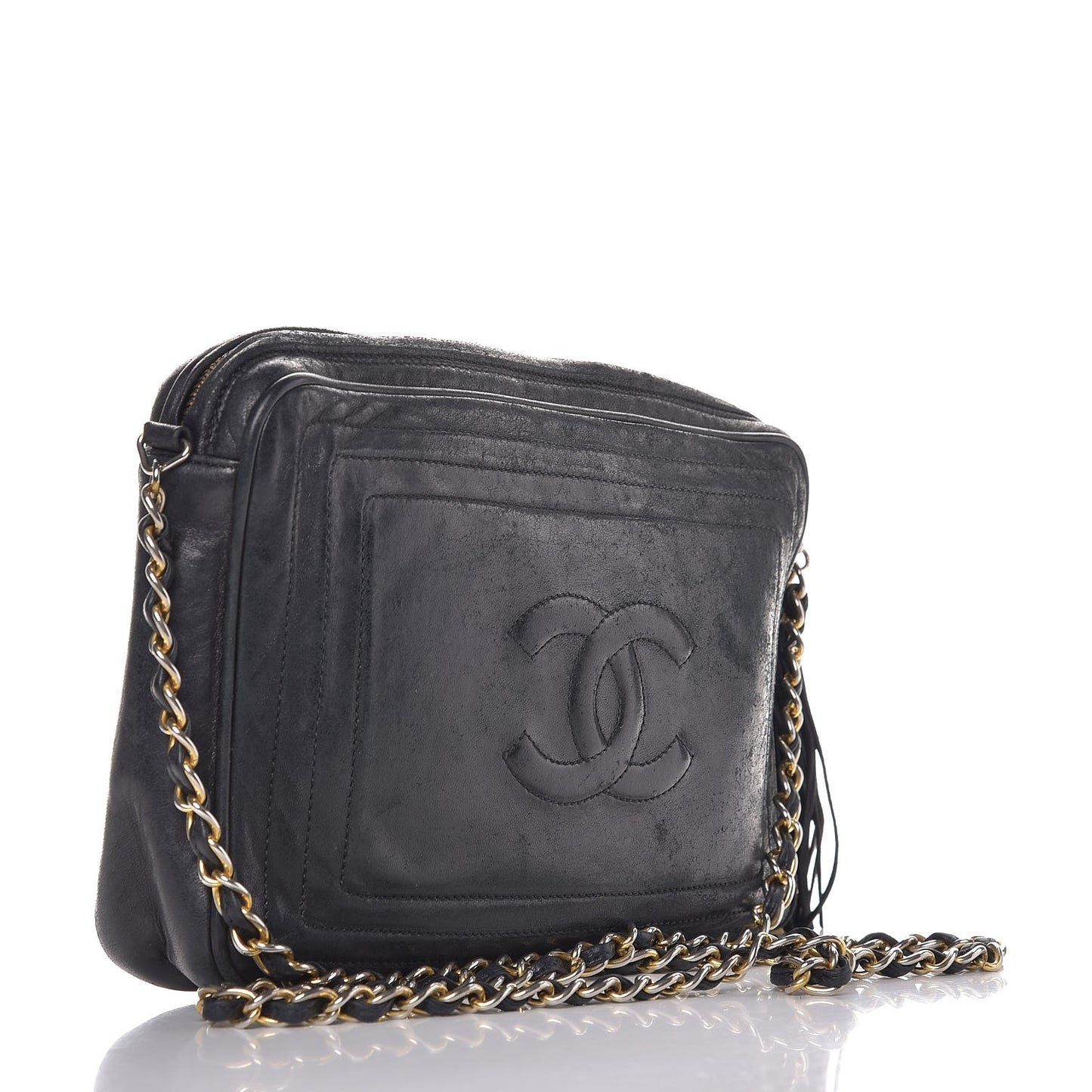 Lambskin Tassel Camera Case Black