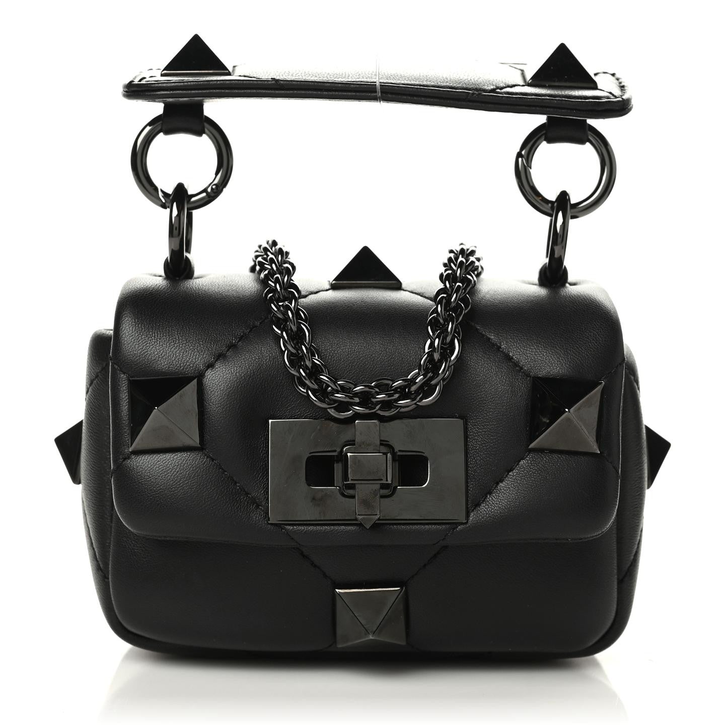 Valentino Garavani Nappa Monochrome Mini Roman Stud The Shoulder Bag Black 1 of 9