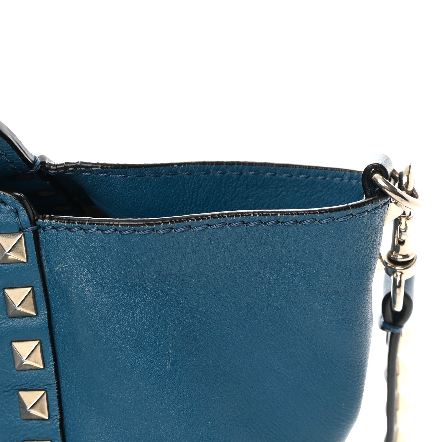 Valentino Garavani Calfskin Medium Rockstud Tote Blue 19 of 25