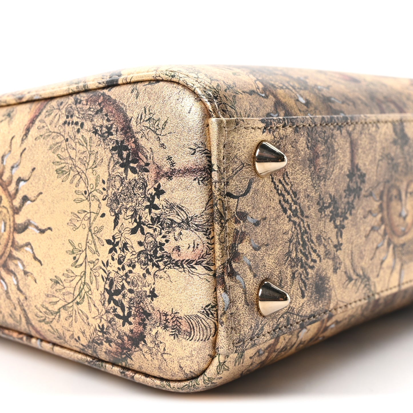 Metallic Calfskin Small Toile de Jouy Soleil Gold