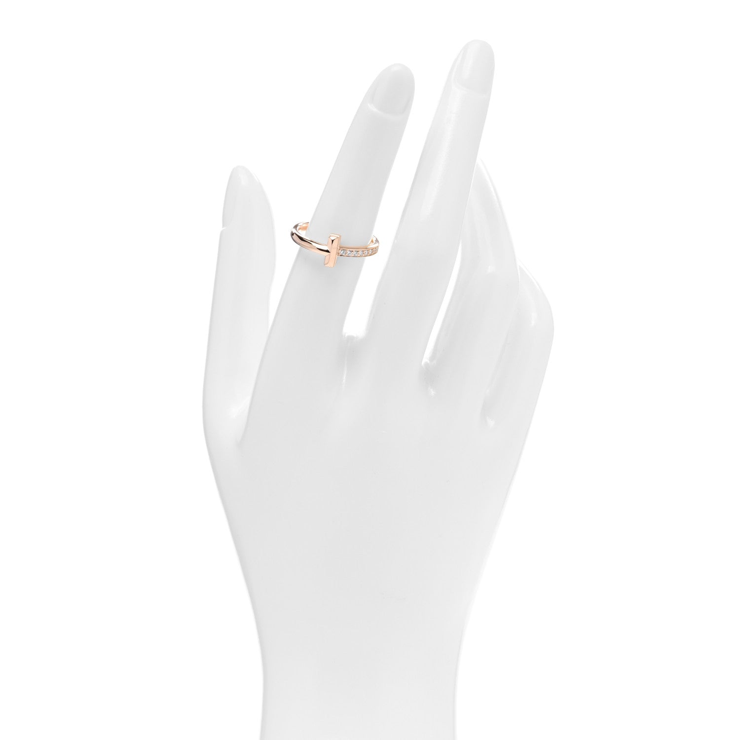 Tiffany 18K Rose Gold Diamond 2.5mm T T1 Ring 53 6.5 2 of 5