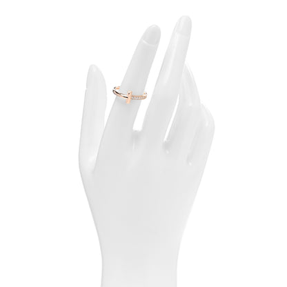 Tiffany 18K Rose Gold Diamond 2.5mm T T1 Ring 53 6.5 2 of 5