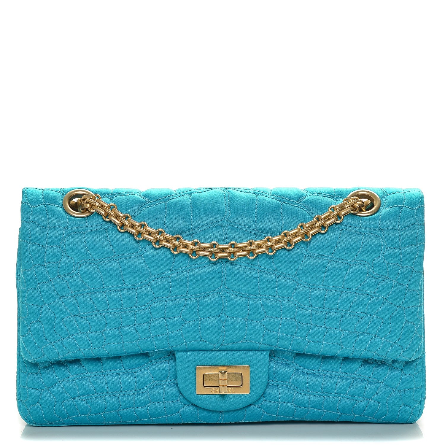Chanel Satin Coco's Croc 2.55 Reissue 225 Flap Turquoise 1 of 8