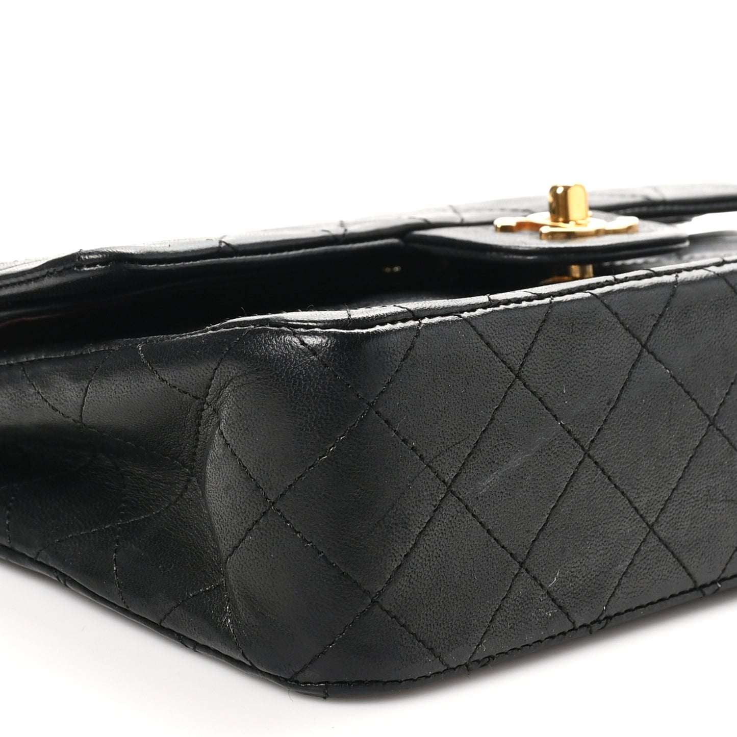 Lambskin Quilted Small Double Flap Black