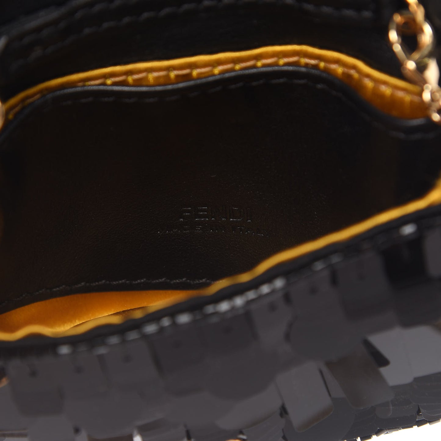 Sequin Paillettes Shiny Nappa Sex and the City Nano Baguette Belt Charm Black