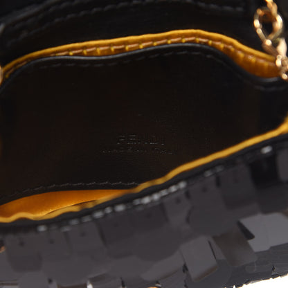 Fendi Sequin Paillettes Shiny Nappa Sex and the City Nano Baguette Belt Charm Black 8 of 10