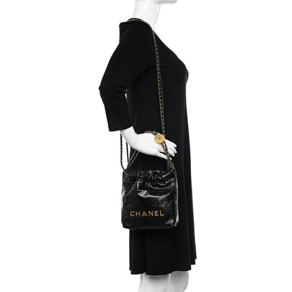 Chanel Shiny Calfskin Quilted Mini Chanel 22 Black 2 of 11