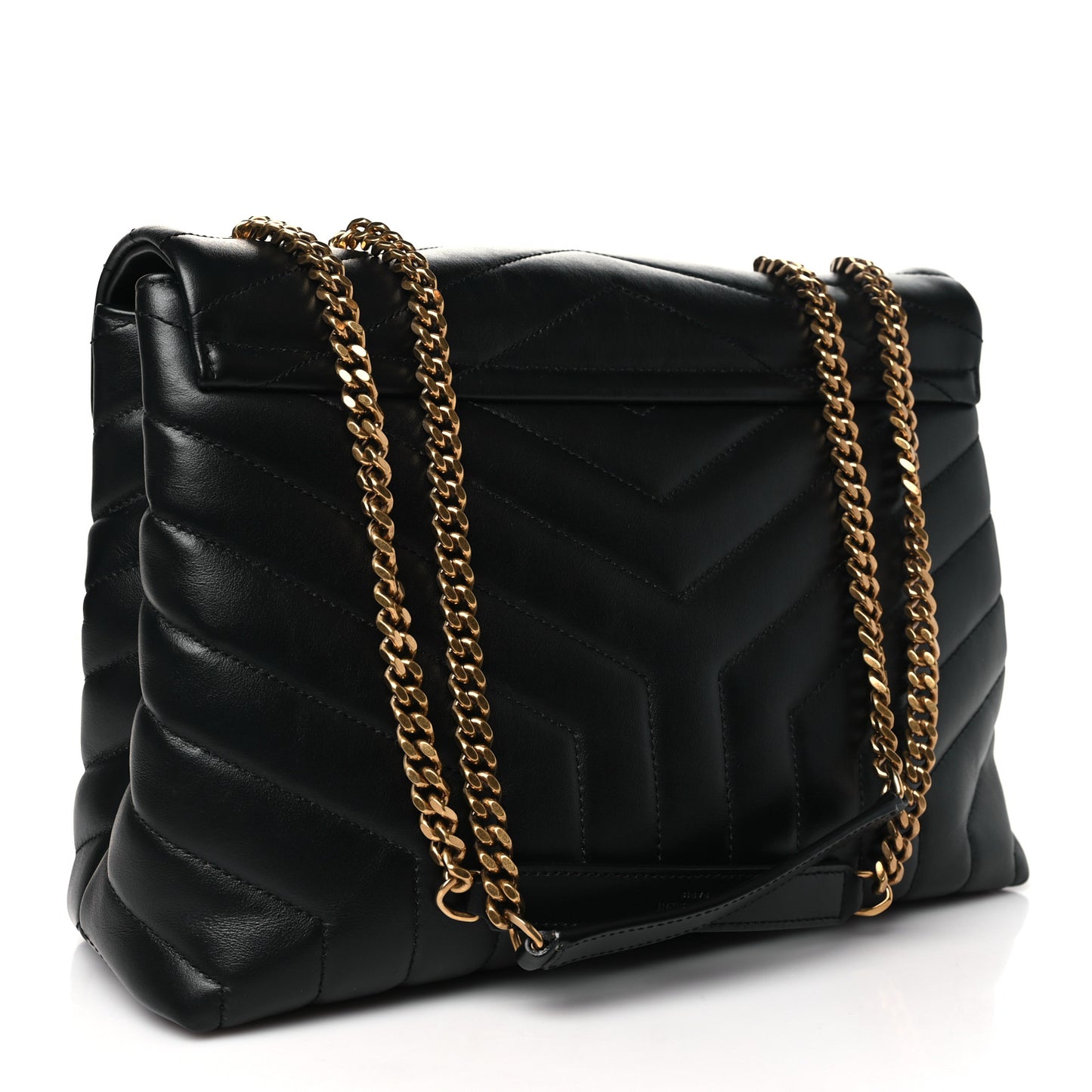 Calfskin Y Quilted Monogram Medium Loulou Chain Satchel Black