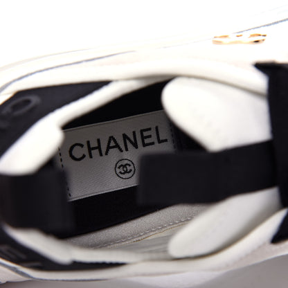Chanel Velvet Calfskin Mixed Fibers CC Sneakers 38 White Black 8 of 11