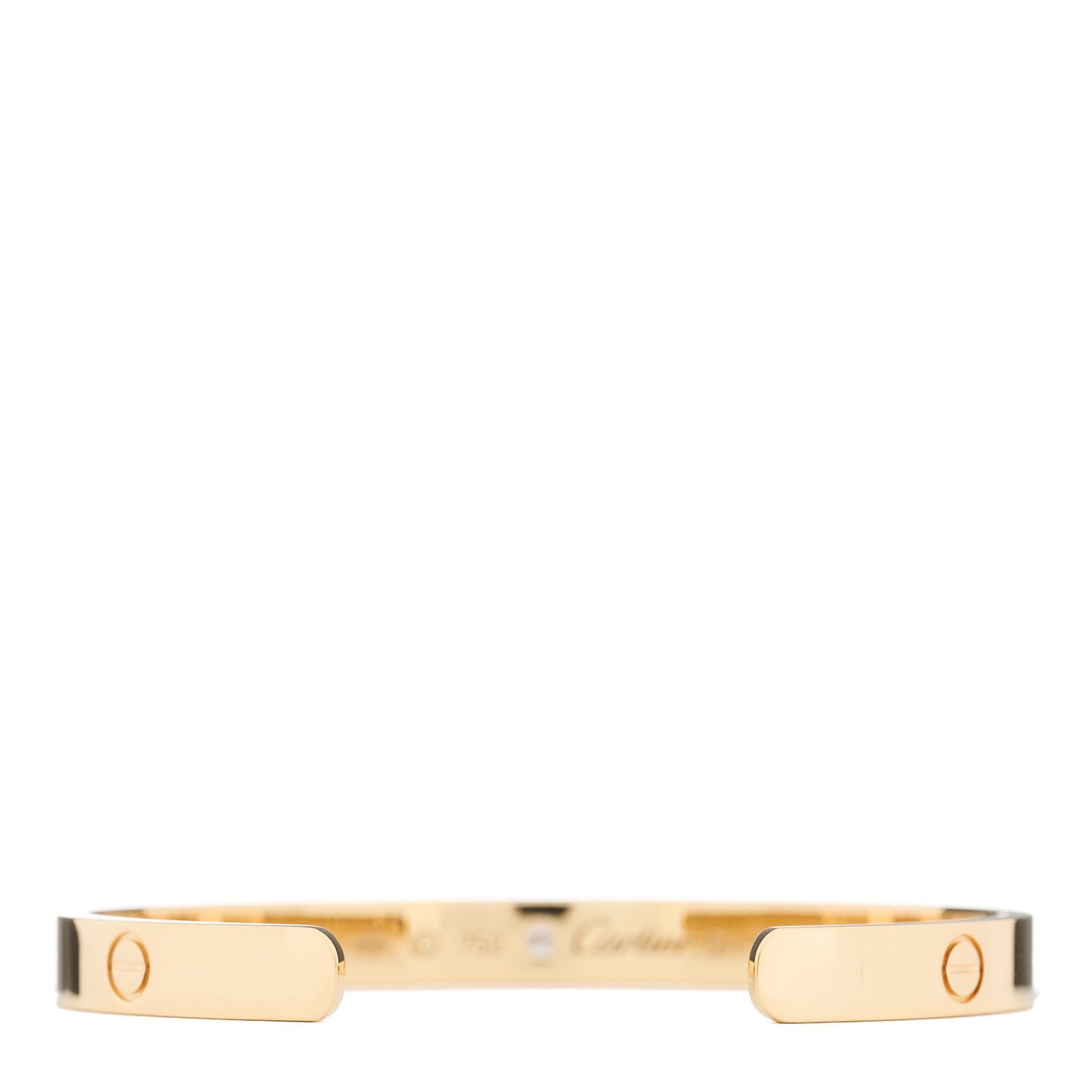 18K Yellow Gold 1 Diamond LOVE Cuff Bracelet 18