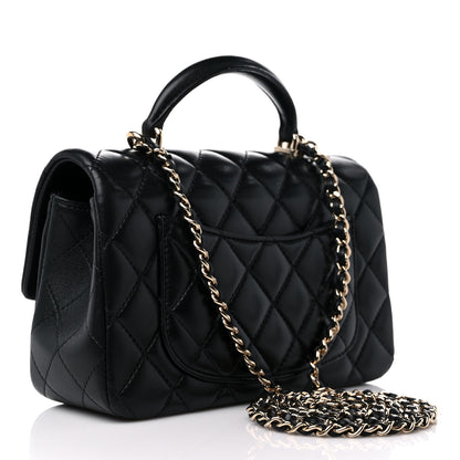 Chanel Lambskin Quilted Mini Top Handle Rectangular Flap Black 3 of 10
