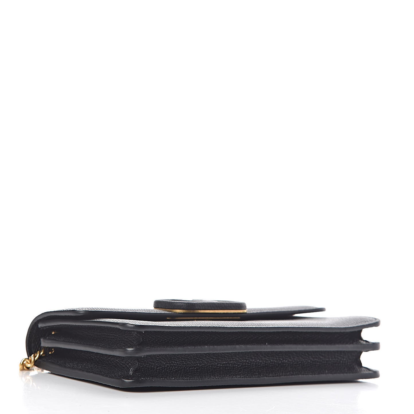 Grainy Calfskin Vlogo Wallet With Chain Black
