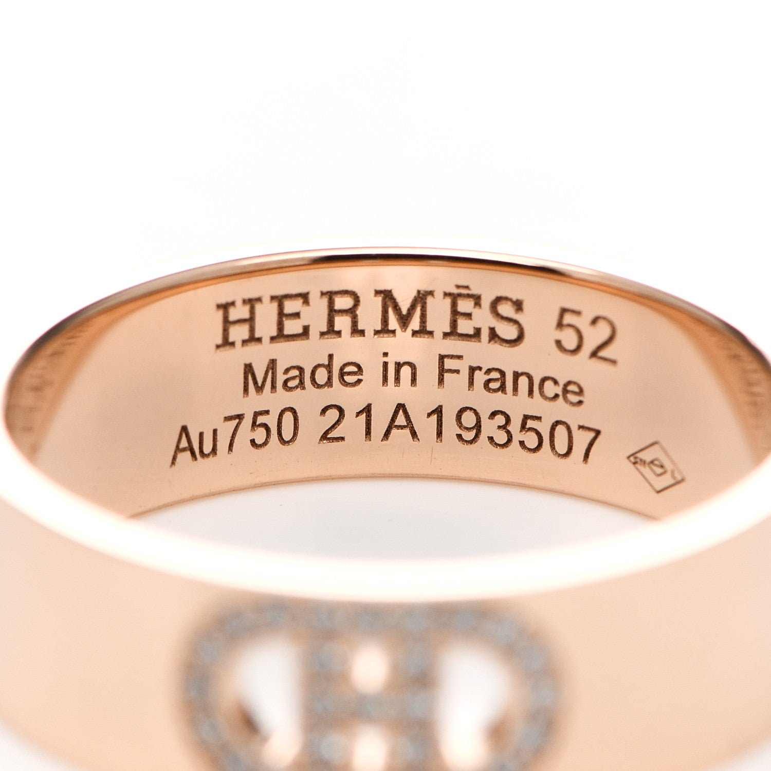 Hermes 18K Rose Gold Diamond PM H D'Ancre Ring 52 6 4 of 5