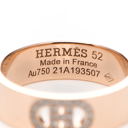 Hermes 18K Rose Gold Diamond PM H D'Ancre Ring 52 6 4 of 5
