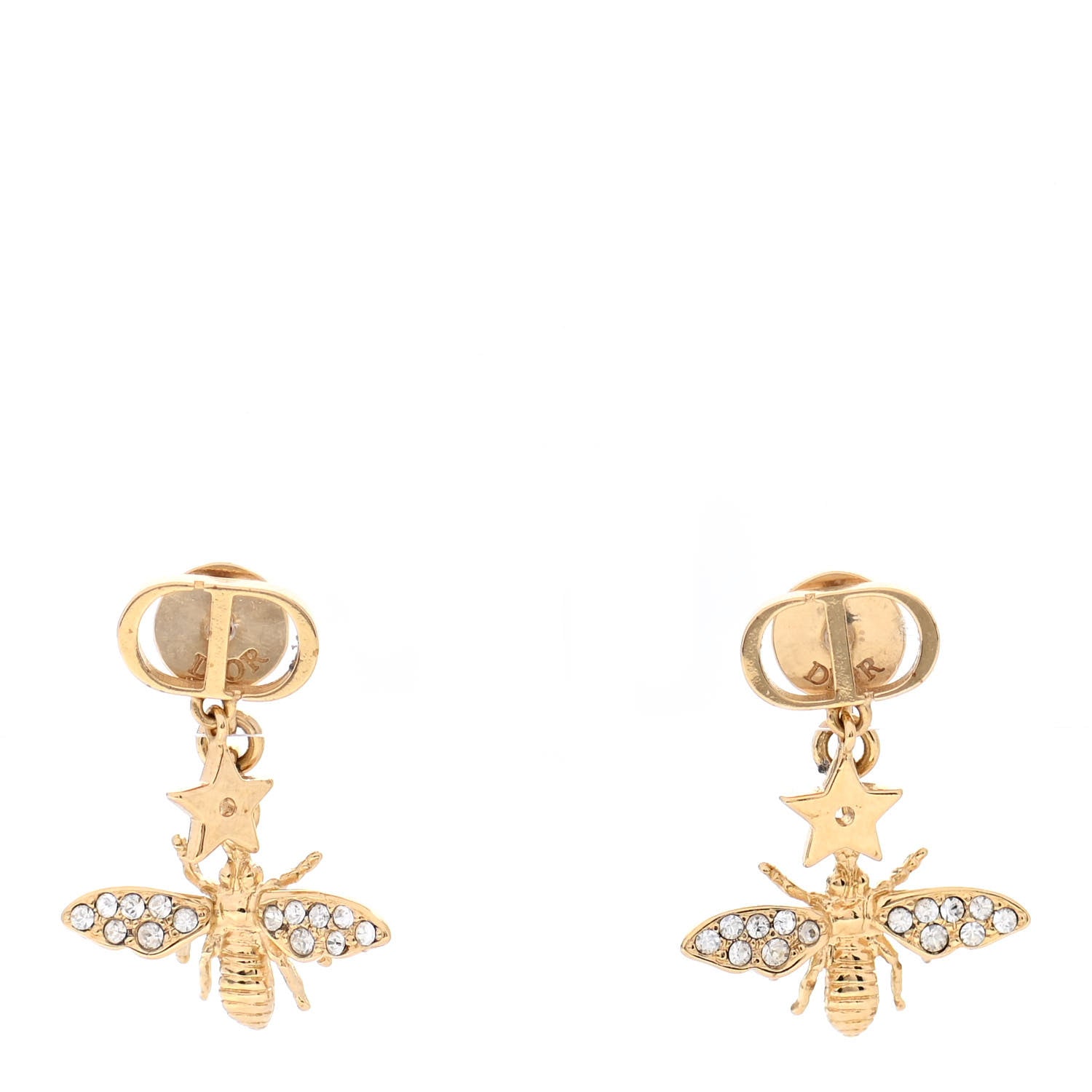 Christian Dior Crystal CD Bee Earrings Gold 1 of 4