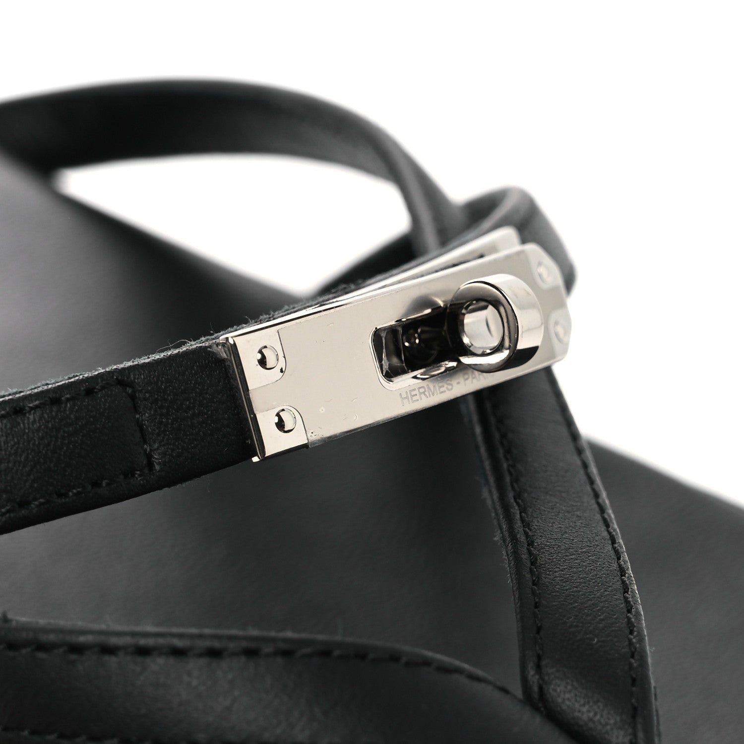 Hermes Calfskin Miss Sandals 37 Black 10 of 11