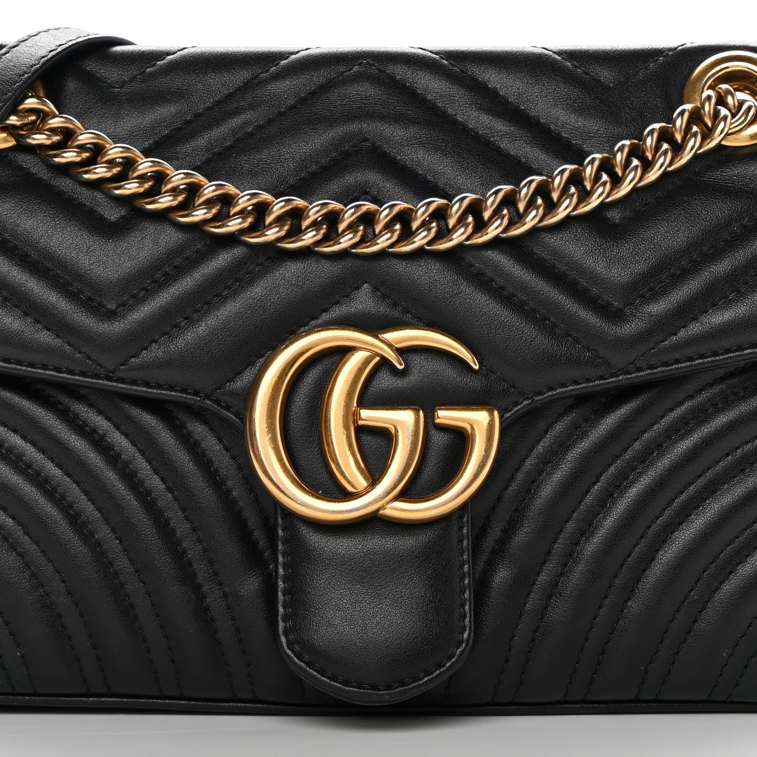 Gucci Calfskin Matelasse Small GG Marmont Shoulder Bag Black 8 of 18