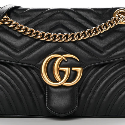 Gucci Calfskin Matelasse Small GG Marmont Shoulder Bag Black 8 of 18