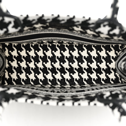Christian Dior Canvas Macro Houndstooth Embroidered Medium Book Tote Black White 5 of 10