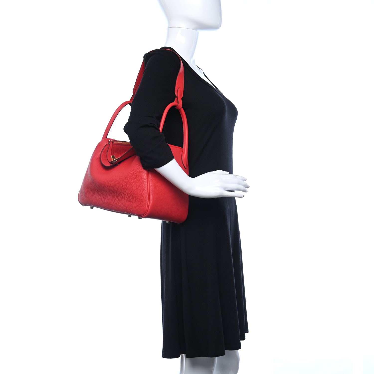 Hermes Taurillon Clemence Lindy 30 Rouge De Coeur 2 of 9