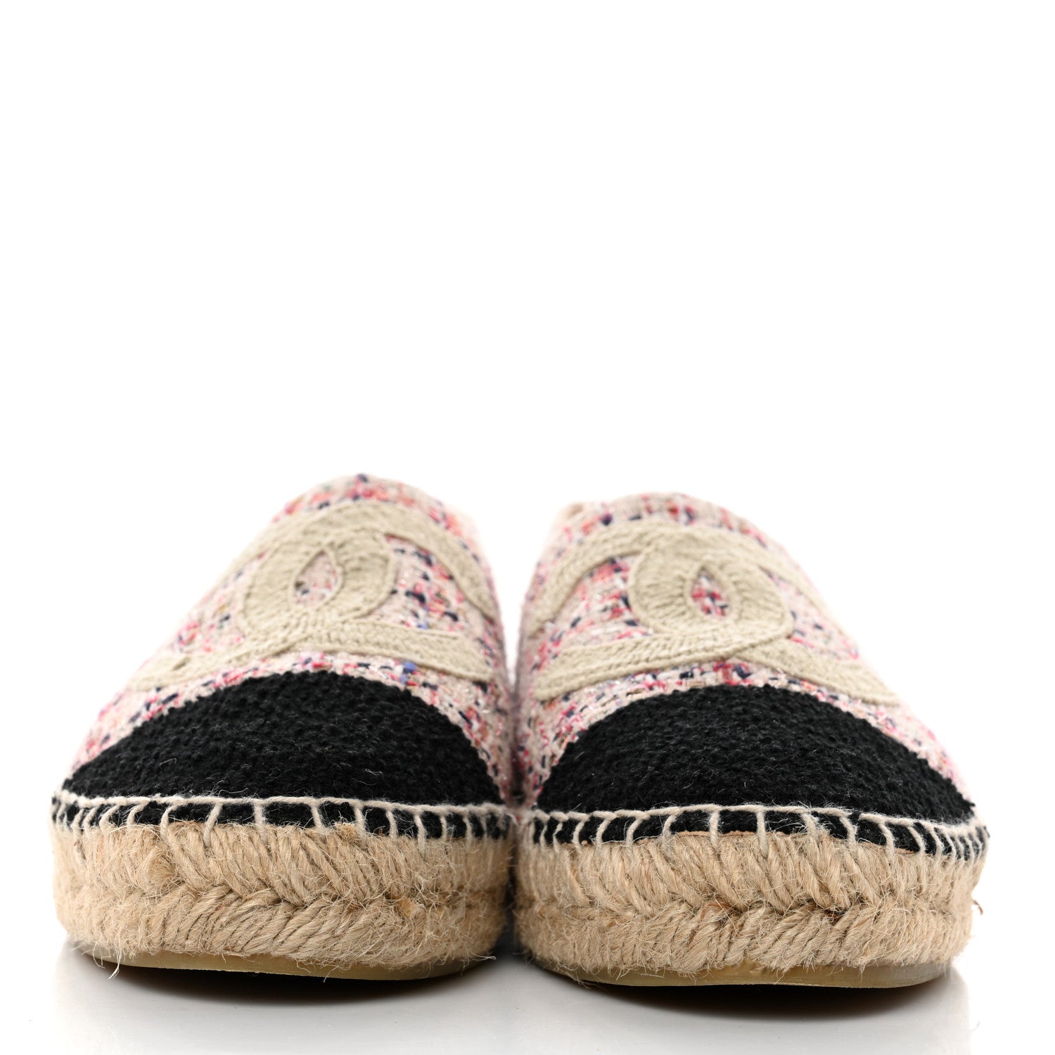 Chanel Tweed CC Espadrilles 38 Pink Black 2 of 8