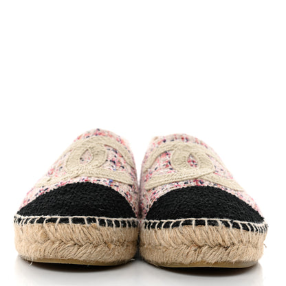 Chanel Tweed CC Espadrilles 38 Pink Black 2 of 8