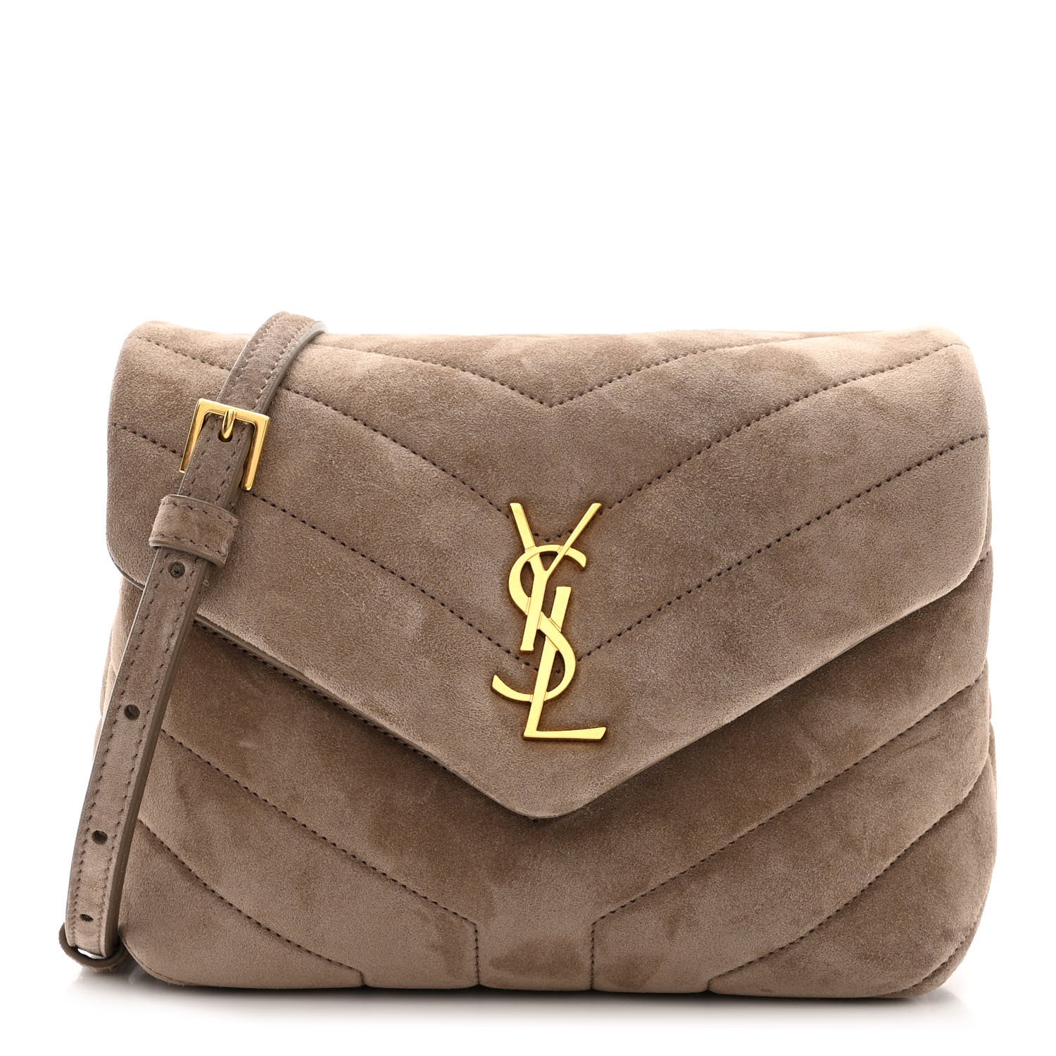 Saint Laurent Suede Toy Loulou Shoulder Bag Taupe 1 of 11
