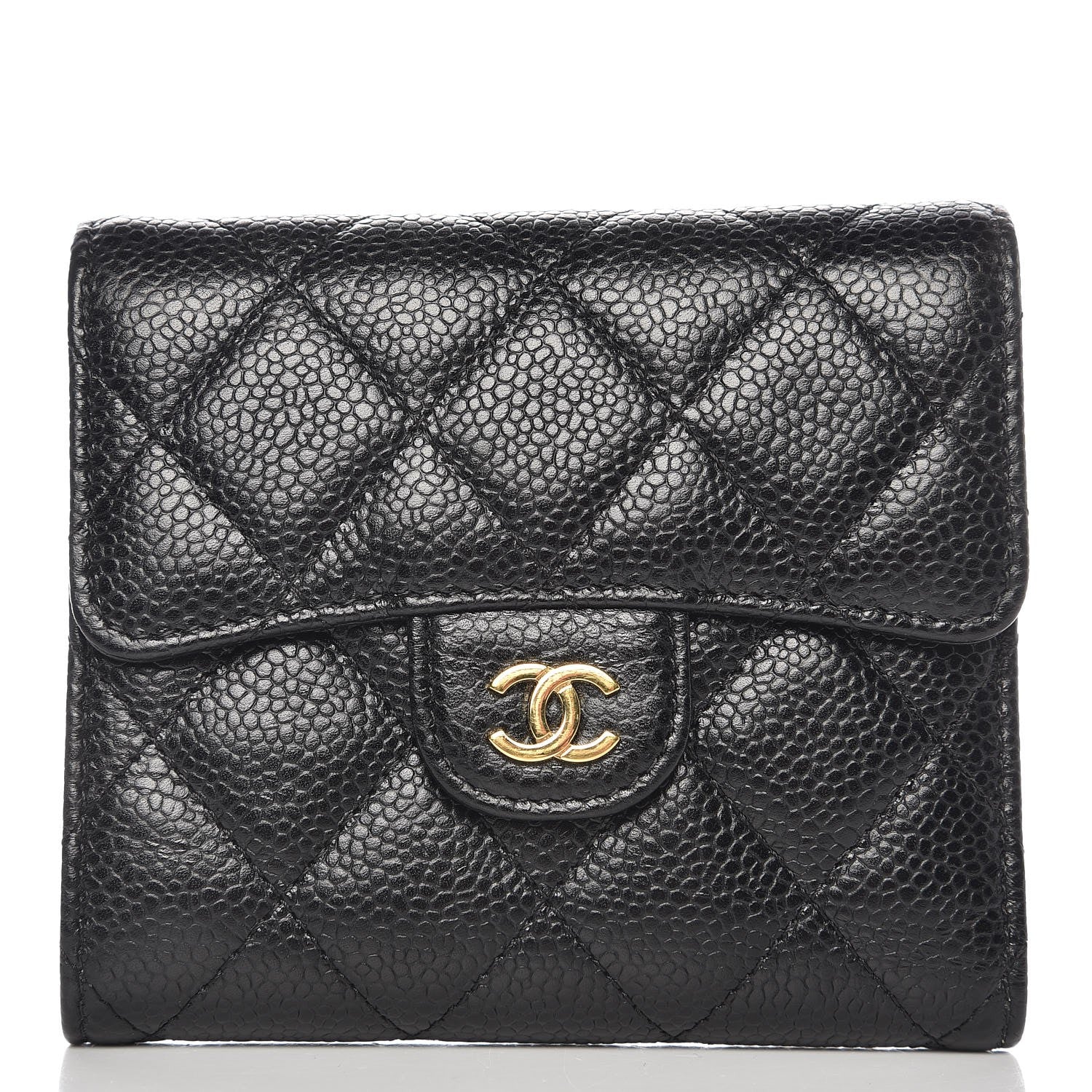 Chanel Caviar Quilted Compact Flap Wallet Black 1 of 8