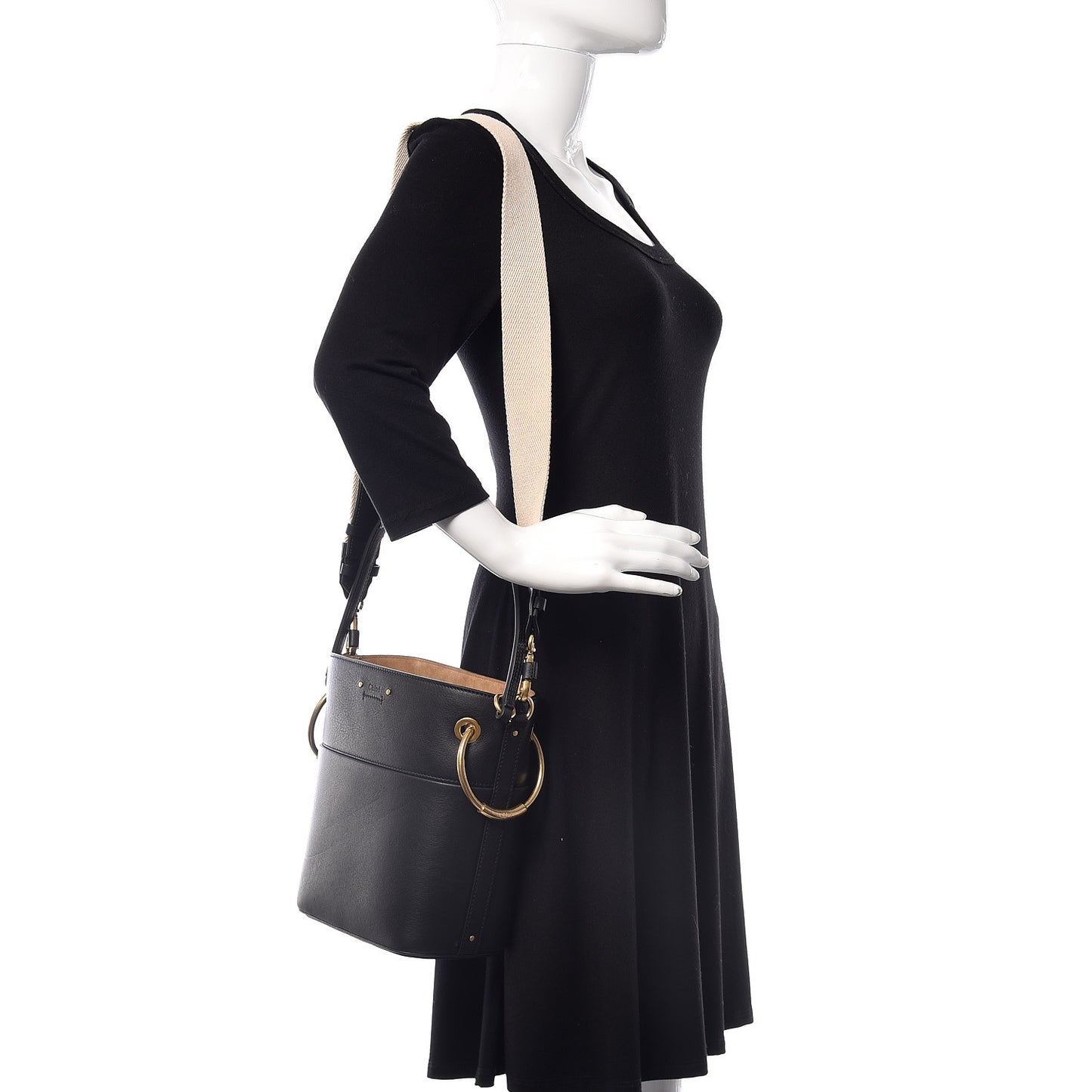Smooth Calfskin Small Roy Bucket Bag Black